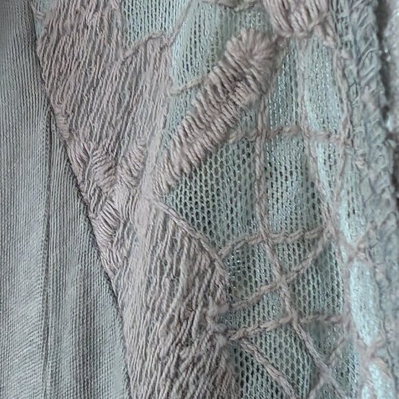 Anthropologie Meadow Rue Open Tie Neck Lace Crochet Large Muted Green - Picture 5 of 11